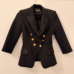 Gold Button Black Women's Blazer Elisabetta Franchi